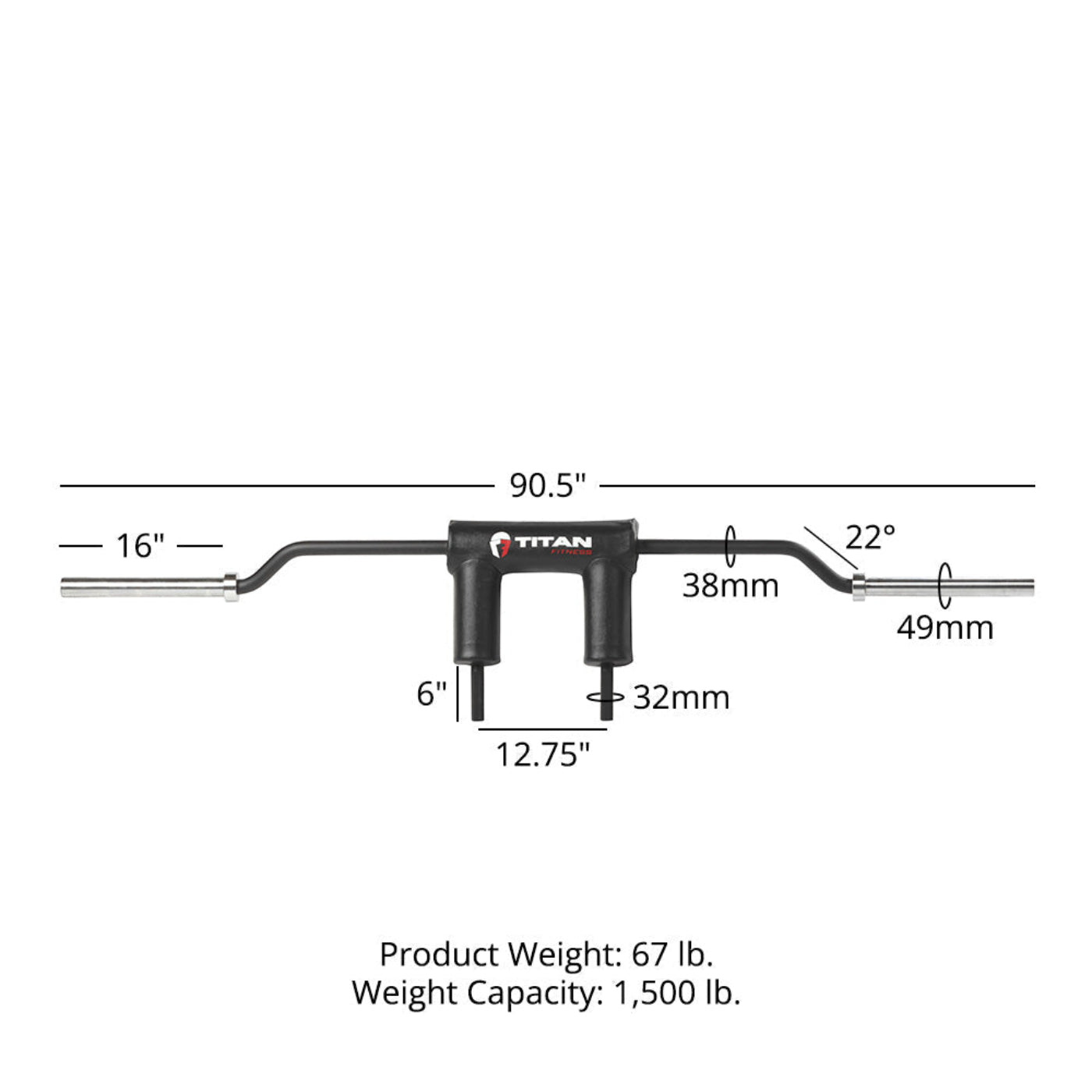 Titan fitness USA Made TITAN Series Safety Squat Bar - 430200