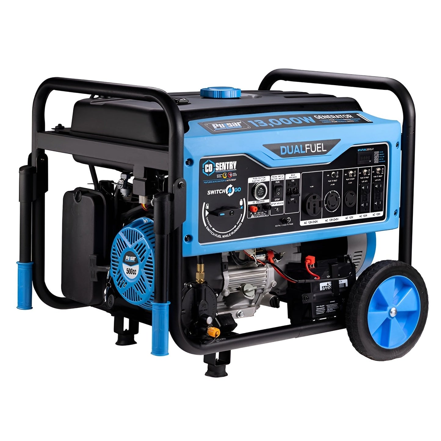 Pulsar PG13000BRCO 13,000-Watt Dual Fuel Generator with Recoil, Remote, & Push Button Start & CO Alert - PowerGen USA - PG13000BRCO