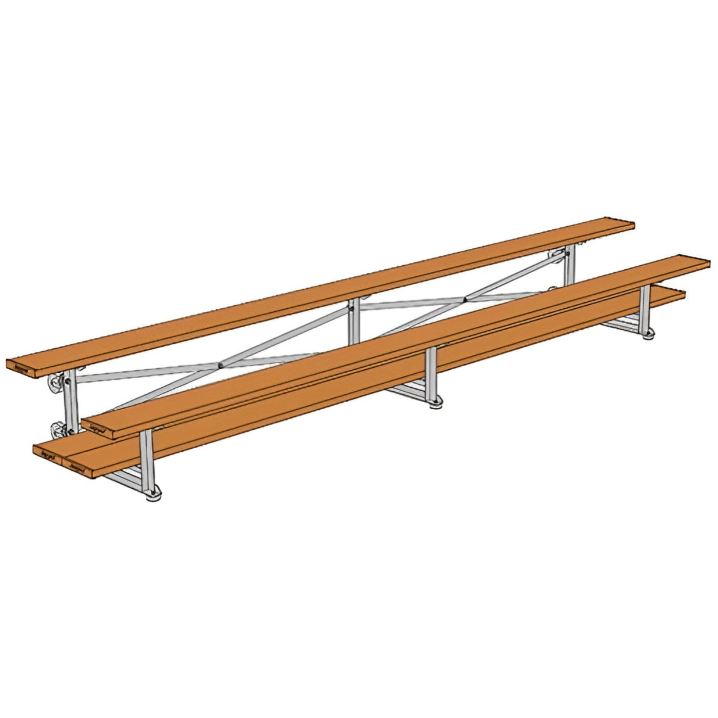 Bleacher - 15 ft. (2 Row - Double Foot Plank) - Tip & Roll (Powder Coated)