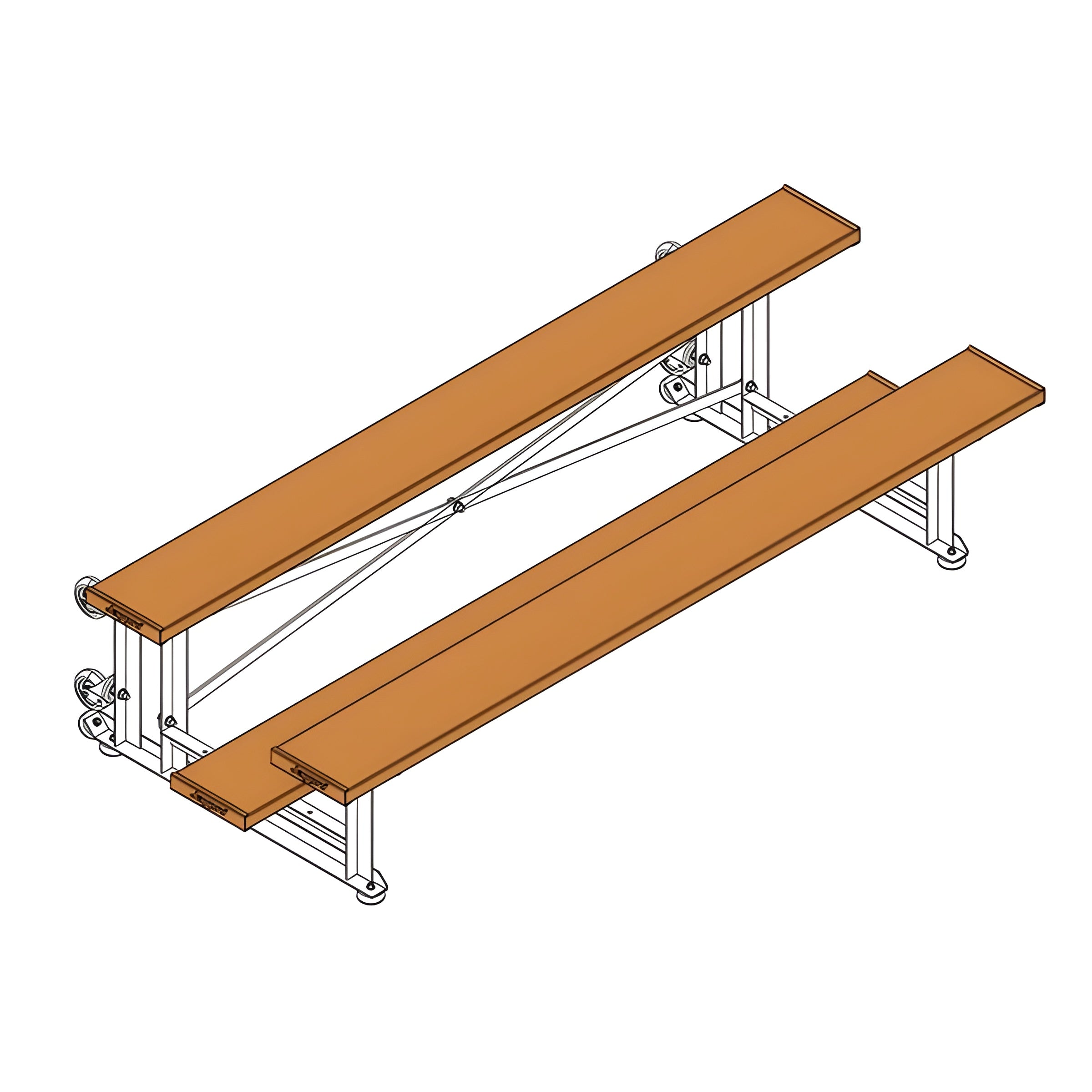 Bleacher - 7-1/2 ft. (2 Row - Single Foot Plank) - Tip & Roll