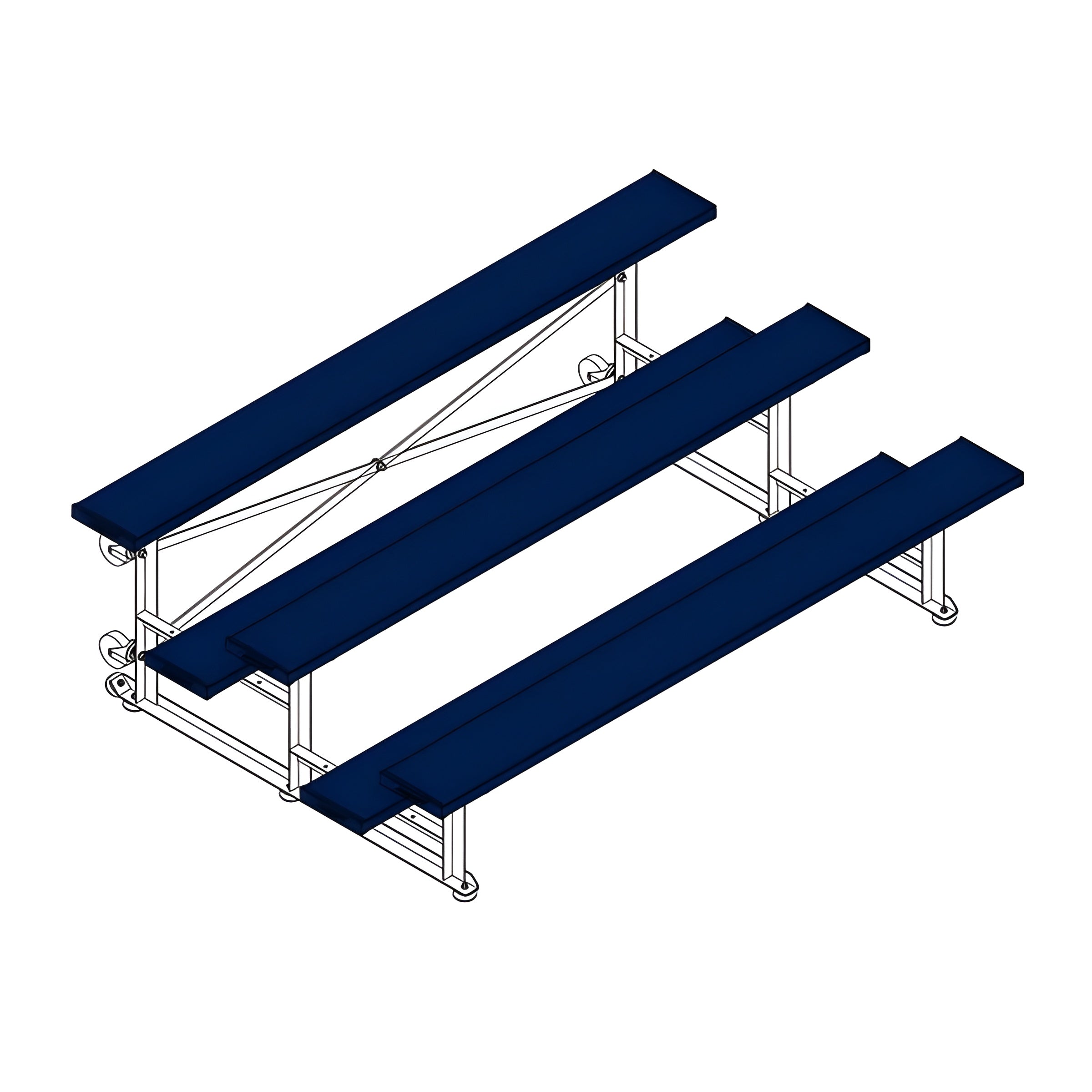 Bleacher - 7-1/2 ft. (3 Row - Single Foot Plank) - Tip & Roll